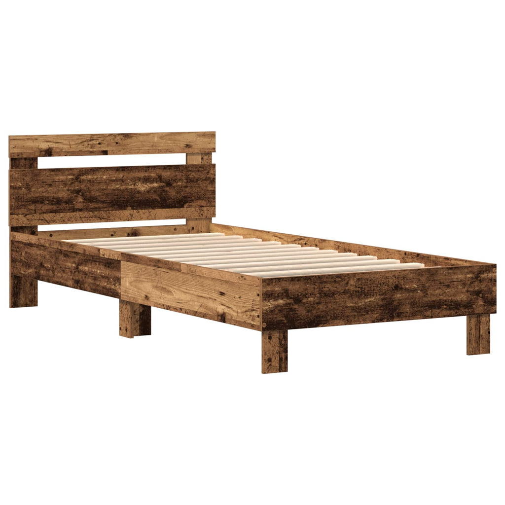 vidaXL Bettgestell mit LED Altholz 80 x 200 cm Holzwerkstoff