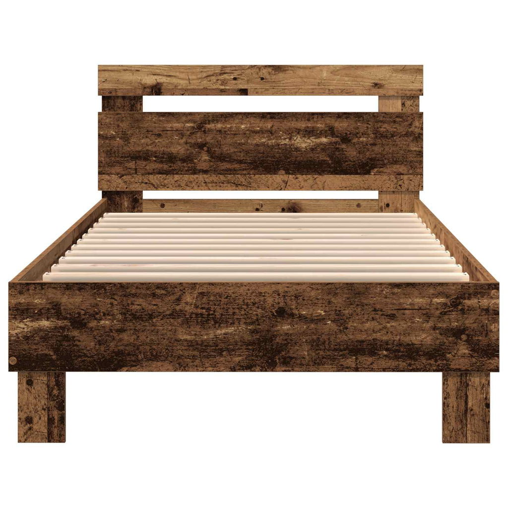 vidaXL Bettgestell mit LED Altholz 80 x 200 cm Holzwerkstoff