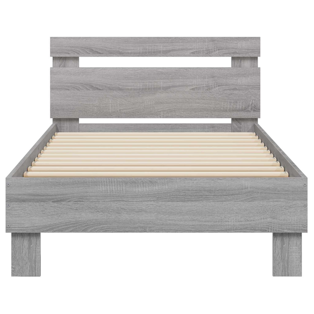 vidaXL Bettgestell mit LED Grau Sonoma 80 x 200 cm Holzwerkstoff