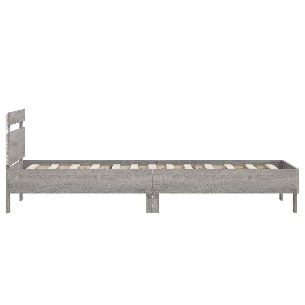 vidaXL Bettgestell mit LED Grau Sonoma 80 x 200 cm Holzwerkstoff