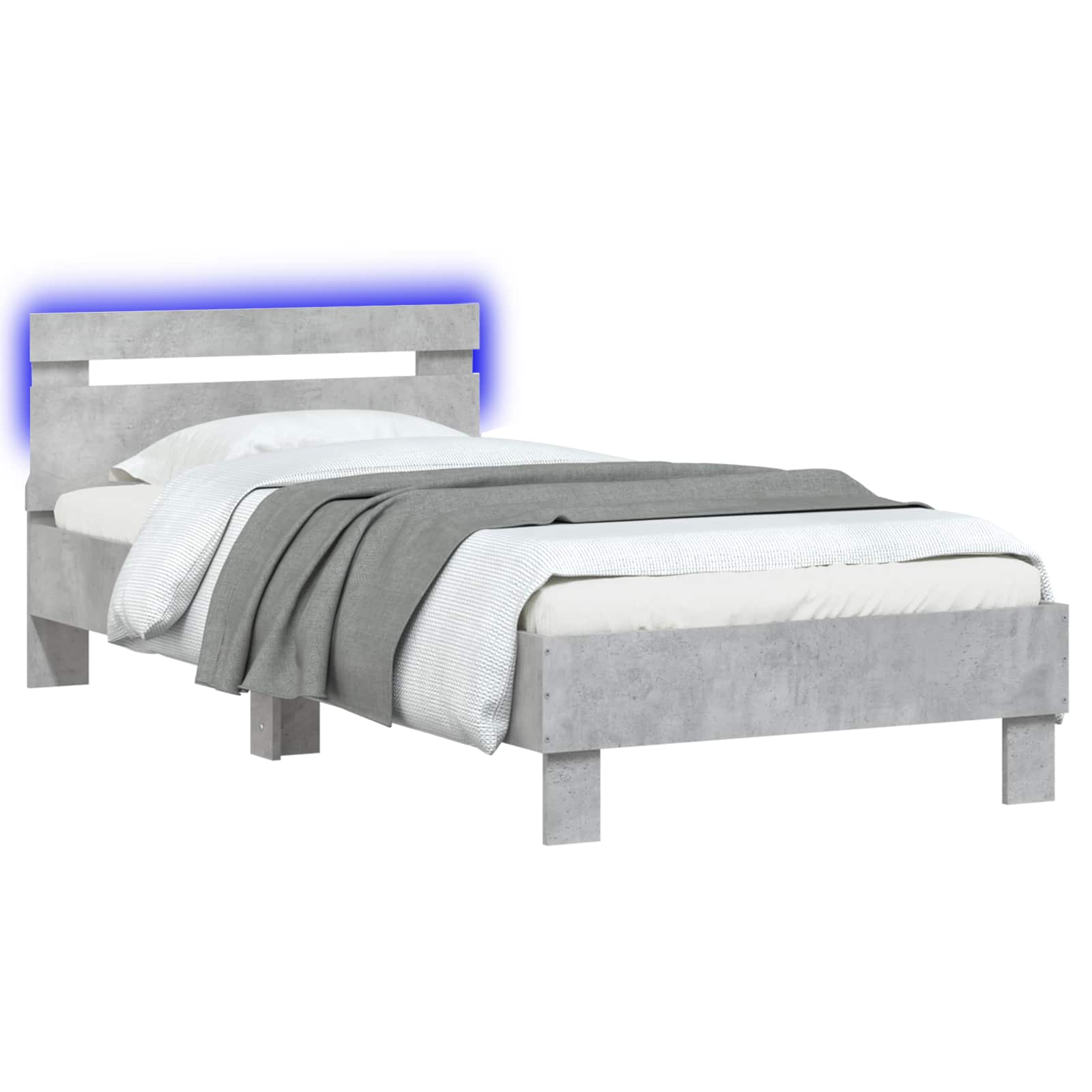 vidaXL Bettgestell mit LED Betongrau 80 x 200 cm Holzwerkstoff