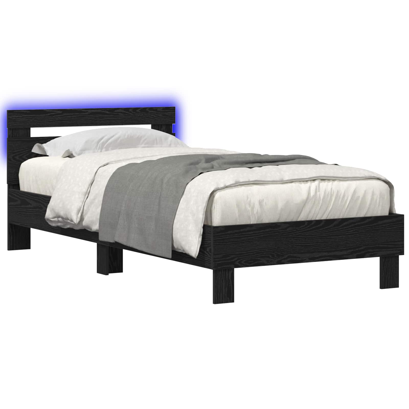vidaXL Bettgestell mit LED Schwarze Eiche 80 x 200 cm Holzwerkstoff