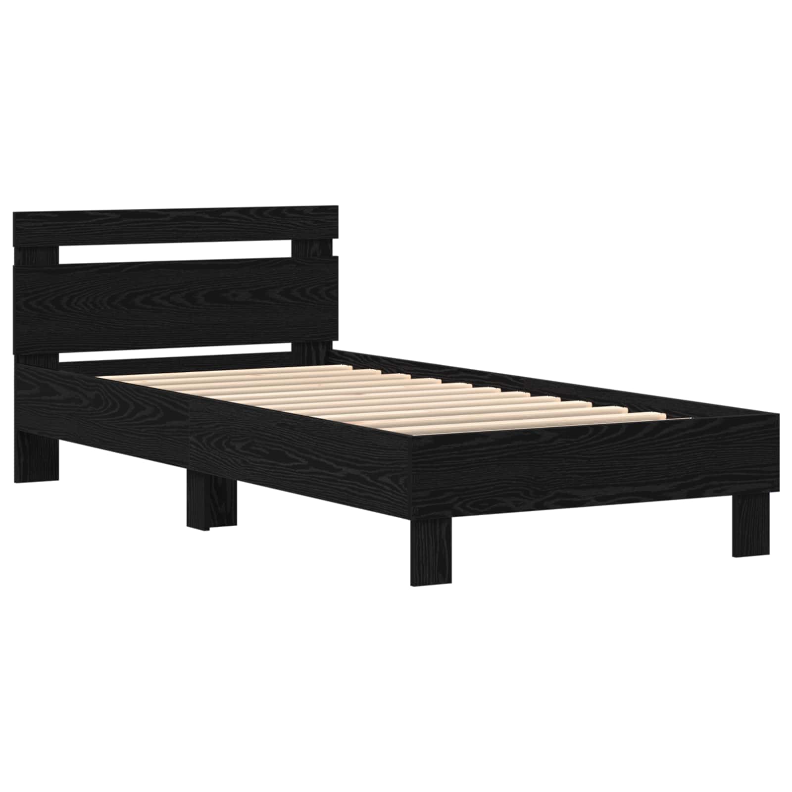 vidaXL Bettgestell mit LED Schwarze Eiche 80 x 200 cm Holzwerkstoff
