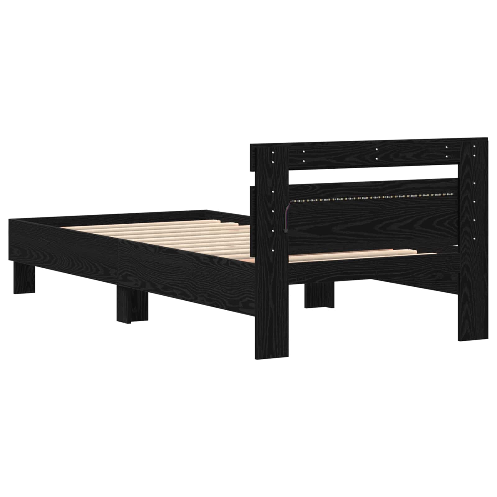 vidaXL Bettgestell mit LED Schwarze Eiche 80 x 200 cm Holzwerkstoff