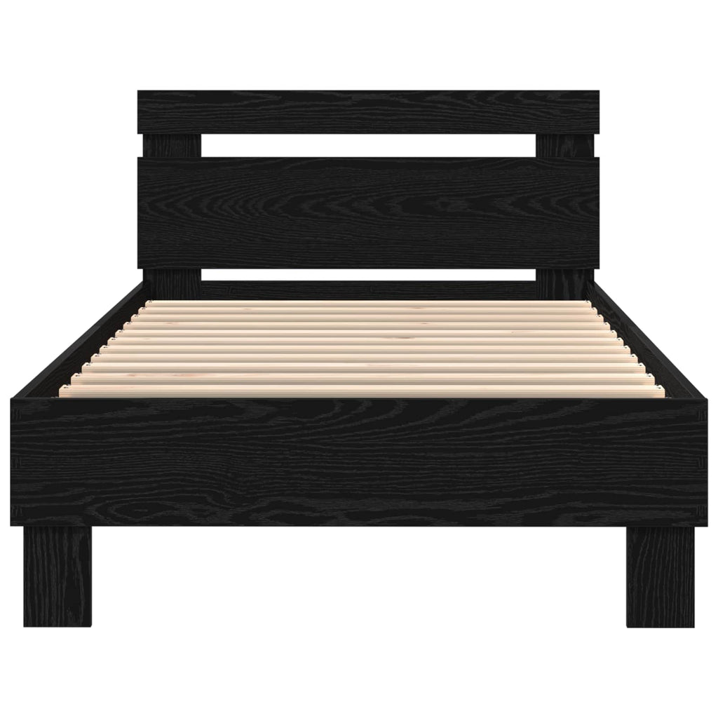 vidaXL Bettgestell mit LED Schwarze Eiche 80 x 200 cm Holzwerkstoff