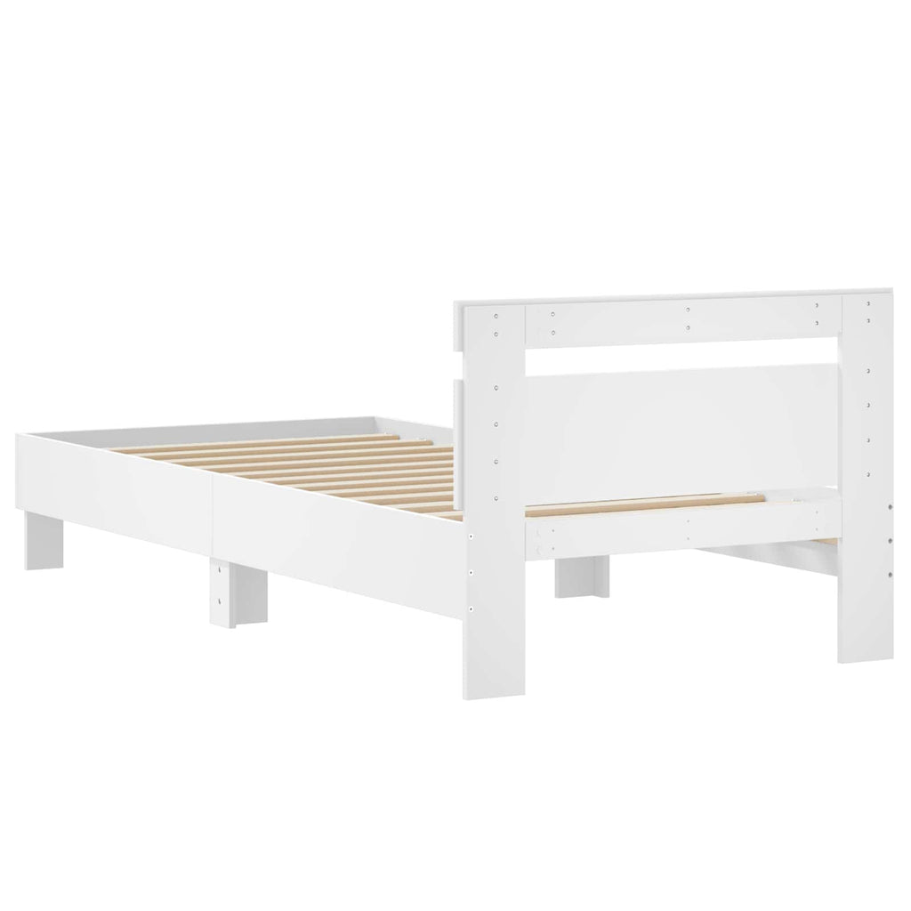 vidaXL Bettgestell mit Kopfteil Weiß 80 x 200 cm Holzwerkstoff