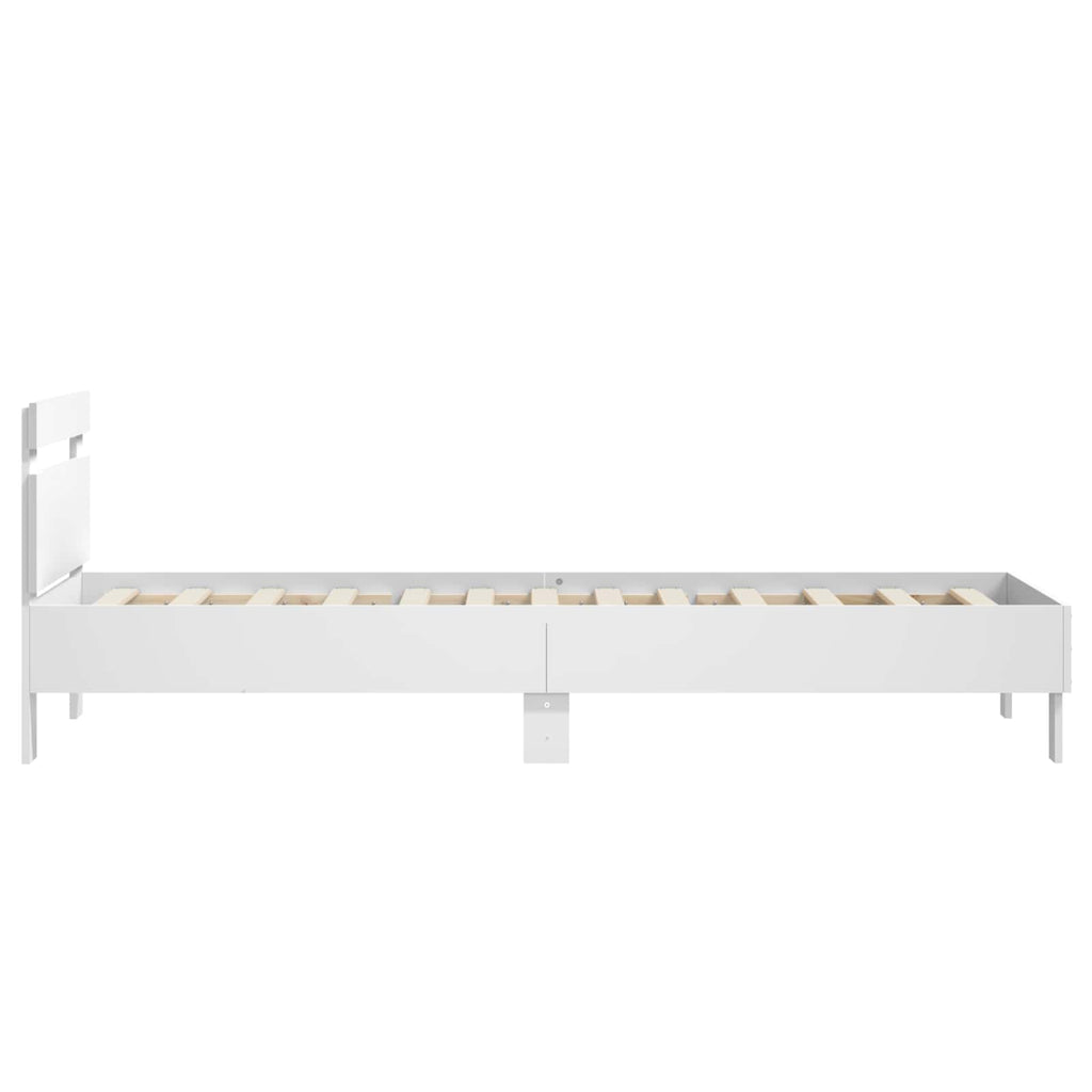 vidaXL Bettgestell mit Kopfteil Weiß 80 x 200 cm Holzwerkstoff