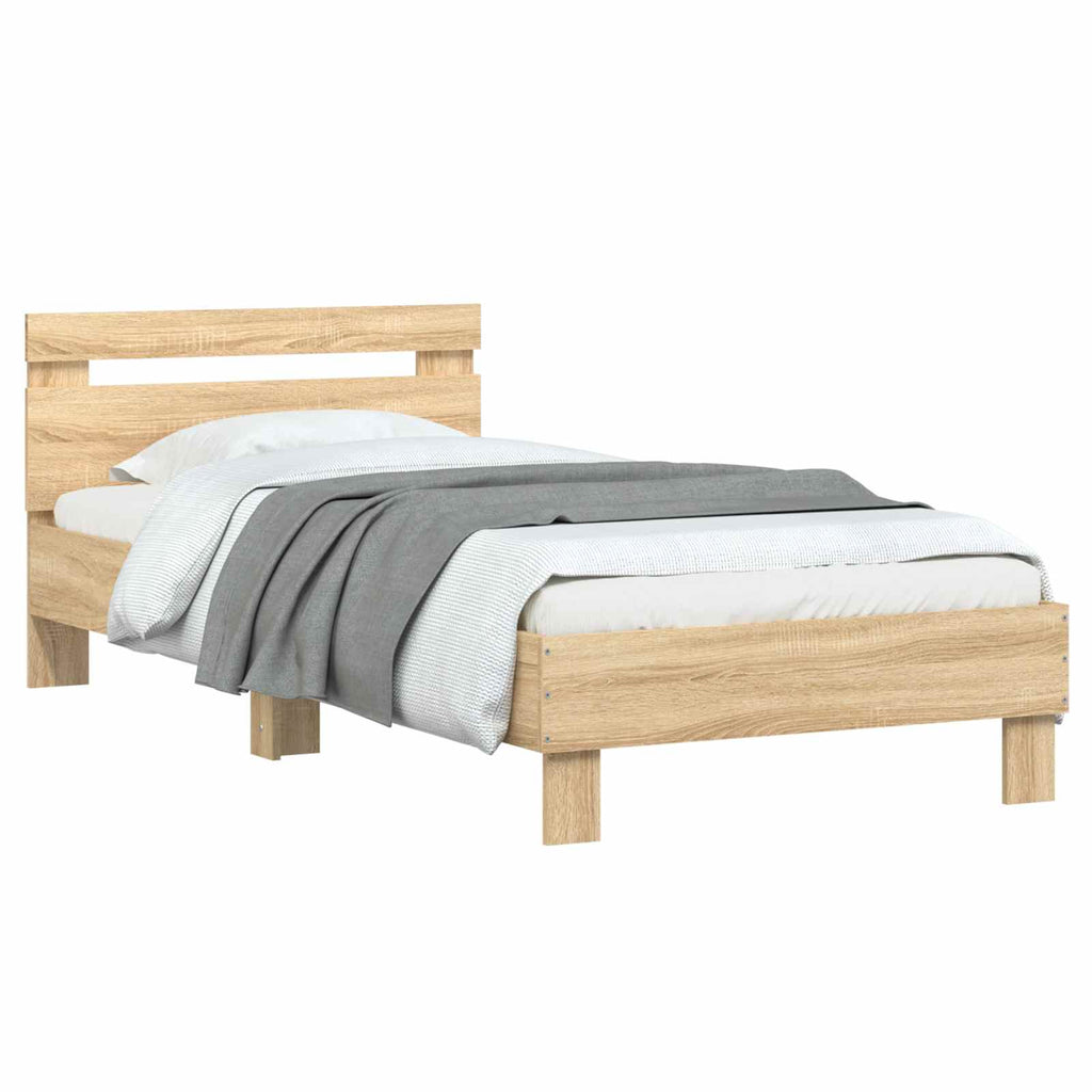 vidaXL Bettgestell mit Kopfteil Sonoma-Eiche 80 x 200 cm Holzwerkstoff