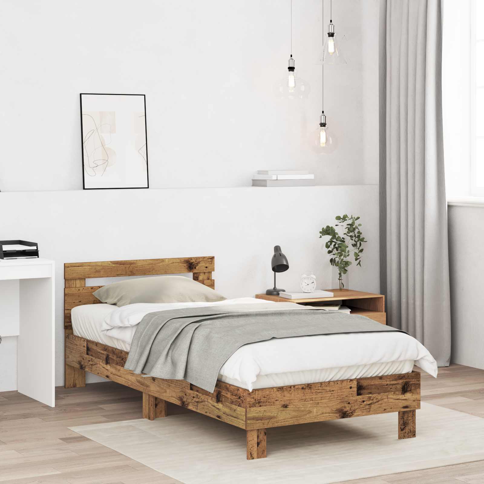vidaXL Bettgestell mit Kopfteil Altholz 80 x 200 cm Holzwerkstoff