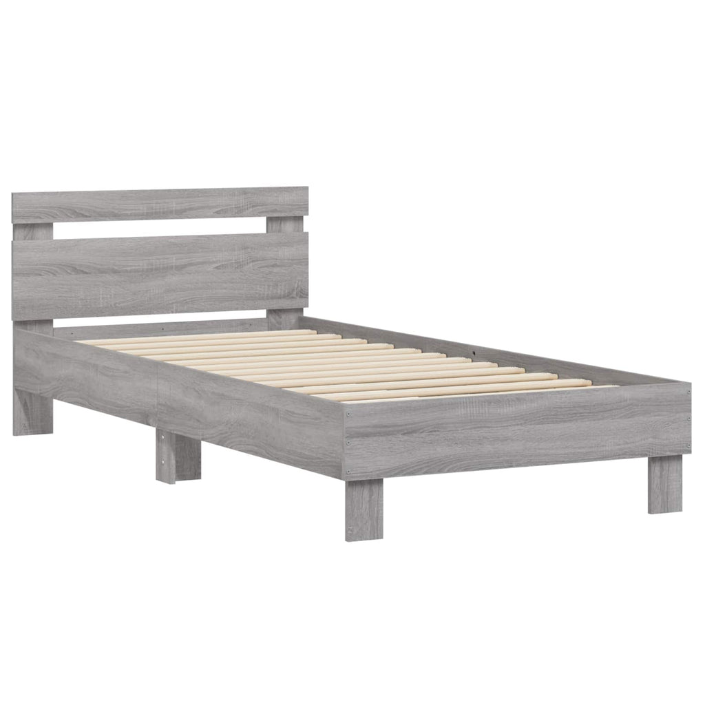 vidaXL Bettgestell mit Kopfteil Grau Sonoma 80 x 200 cm Holzwerkstoff