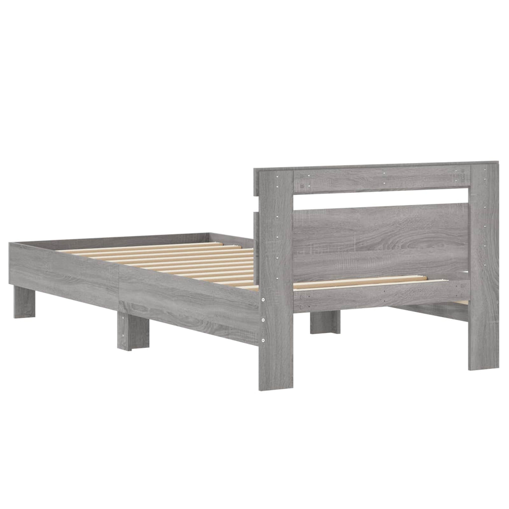 vidaXL Bettgestell mit Kopfteil Grau Sonoma 80 x 200 cm Holzwerkstoff