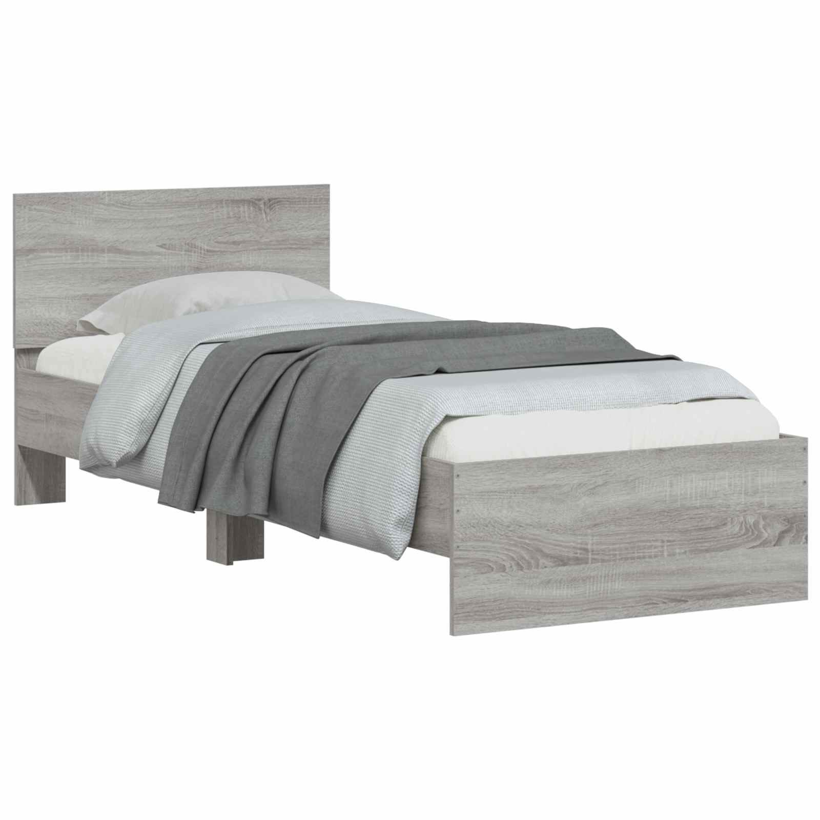 vidaXL Bettgestell mit Kopfteil Grau Sonoma 80 x 200 cm