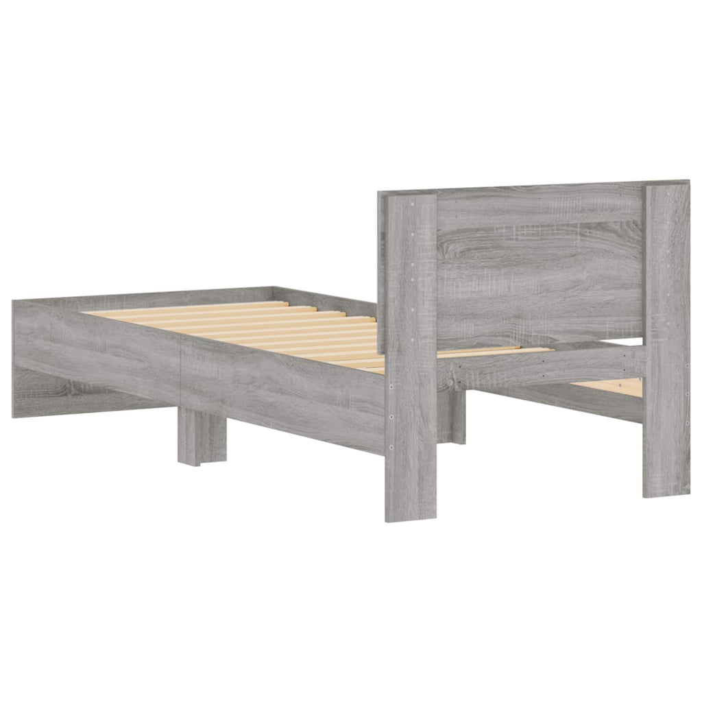 vidaXL Bettgestell mit Kopfteil Grau Sonoma 80 x 200 cm