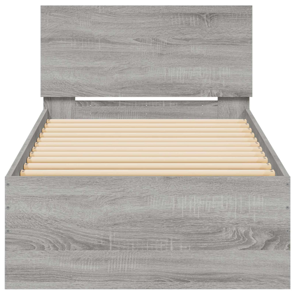 vidaXL Bettgestell mit Kopfteil Grau Sonoma 80 x 200 cm