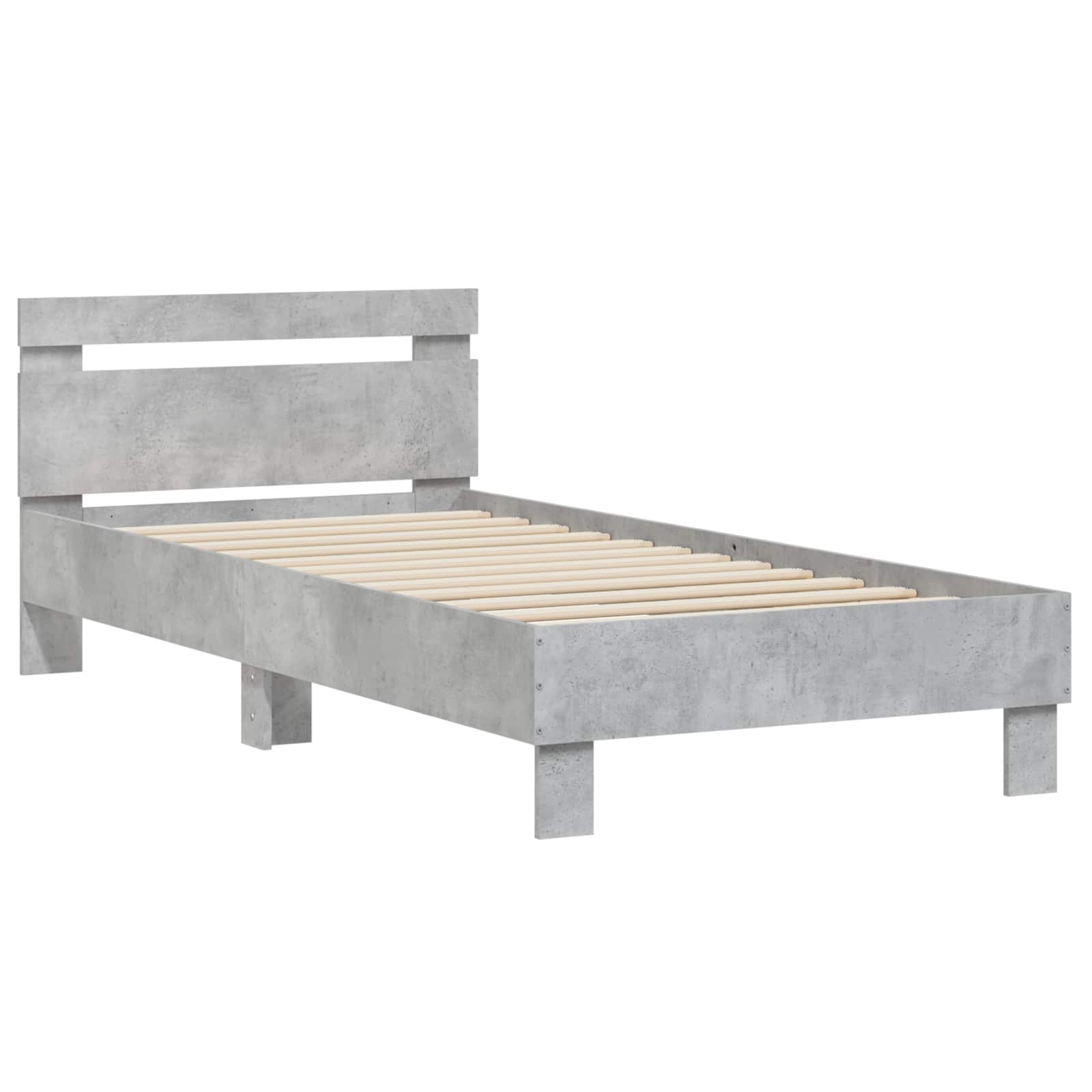 vidaXL Bettgestell mit Kopfteil Betongrau 80 x 200 cm Holzwerkstoff