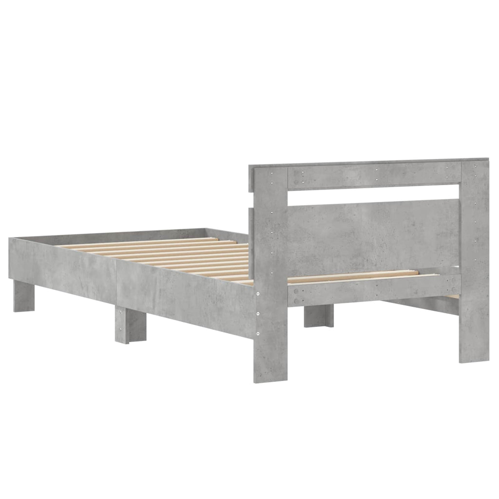 vidaXL Bettgestell mit Kopfteil Betongrau 80 x 200 cm Holzwerkstoff