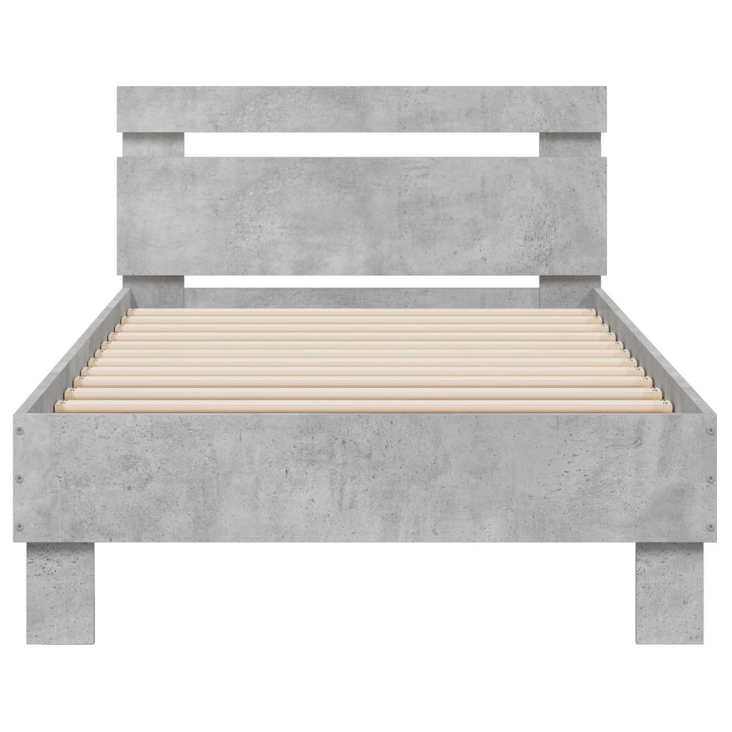 vidaXL Bettgestell mit Kopfteil Betongrau 80 x 200 cm Holzwerkstoff