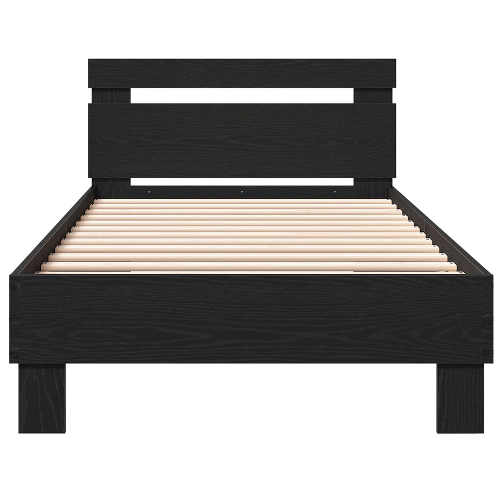 vidaXL Bettgestell mit Kopfteil Schwarze Eiche 80 x 200 cm