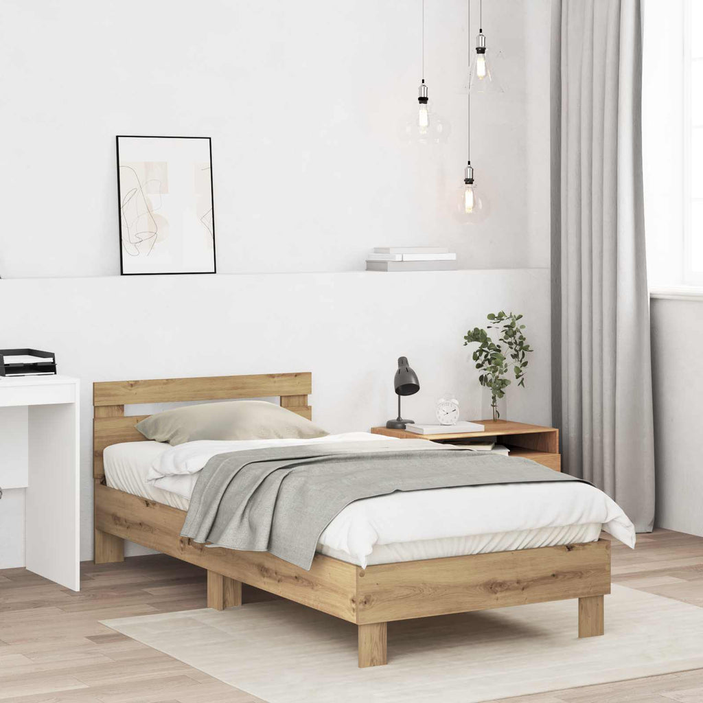 vidaXL Bettgestell mit Kopfteil Artisan-Eiche 80 x 200 cm