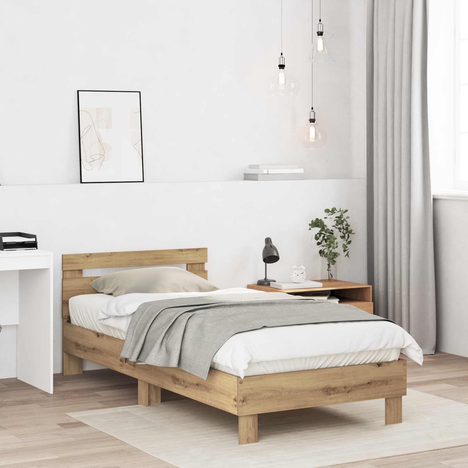 vidaXL Bettgestell mit Kopfteil Artisan-Eiche 80 x 200 cm