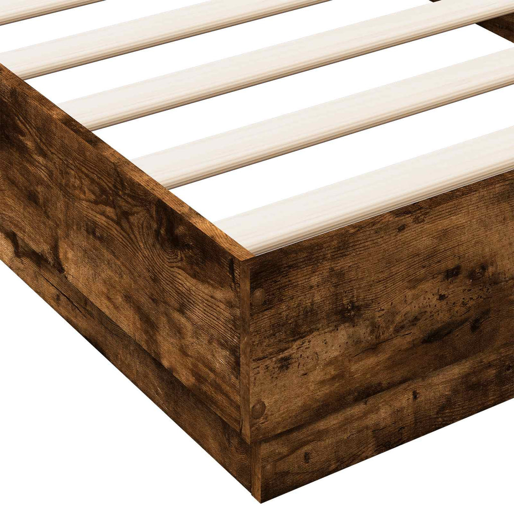 vidaXL Bodenbettgestell Geräucherte Eiche 80 x 200 cm Holzwerkstoff