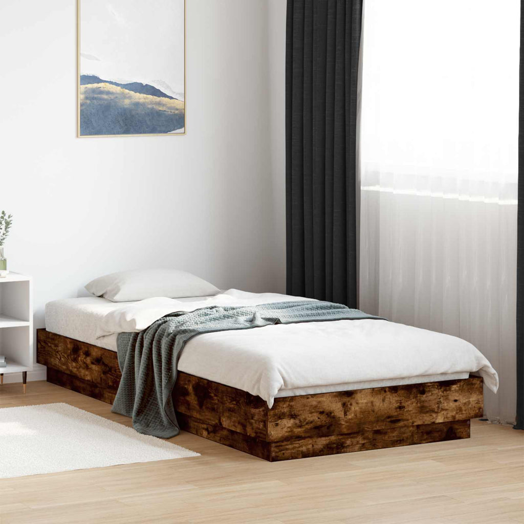 vidaXL Bodenbettgestell Geräucherte Eiche 80 x 200 cm Holzwerkstoff