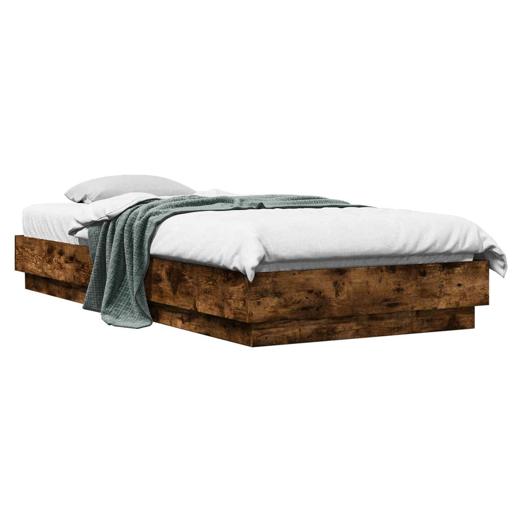 vidaXL Bodenbettgestell Geräucherte Eiche 80 x 200 cm Holzwerkstoff