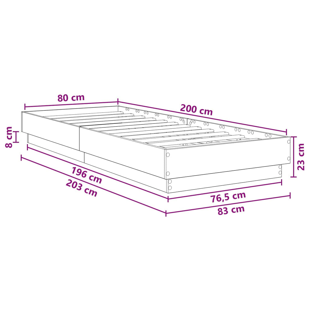 vidaXL Bodenbettgestell Altholz 80 x 200 cm Holzwerkstoff