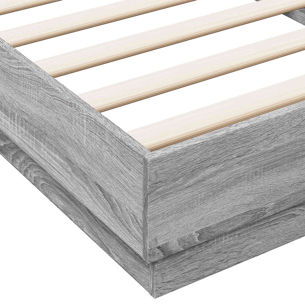vidaXL Bodenbettgestell Grau Sonoma 80 x 200 cm Holzwerkstoff