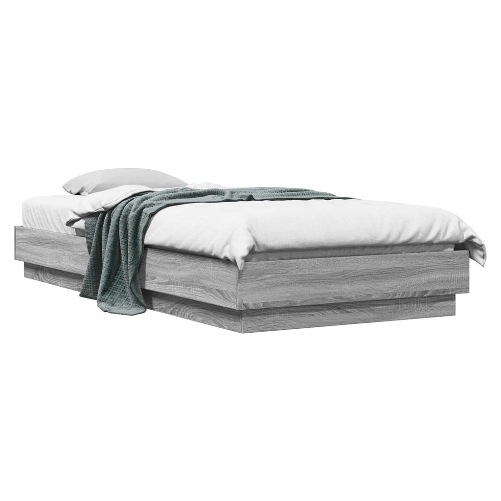 vidaXL Bodenbettgestell Grau Sonoma 80 x 200 cm Holzwerkstoff