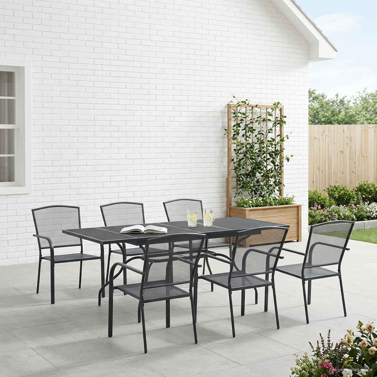 vidaXL Garten Essgruppe 7 pcs Anthrazit 212 x 90 x 76 cm