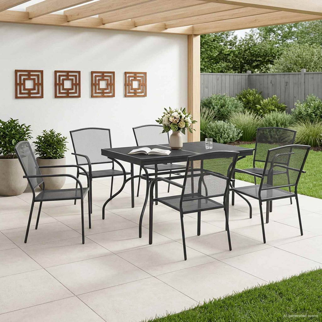 vidaXL Garten Essgruppe 7 pcs Anthrazit 212 x 90 x 76 cm