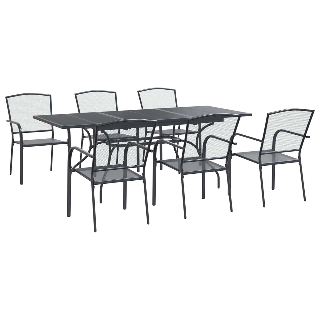 vidaXL Garten Essgruppe 7 pcs Anthrazit 212 x 90 x 76 cm