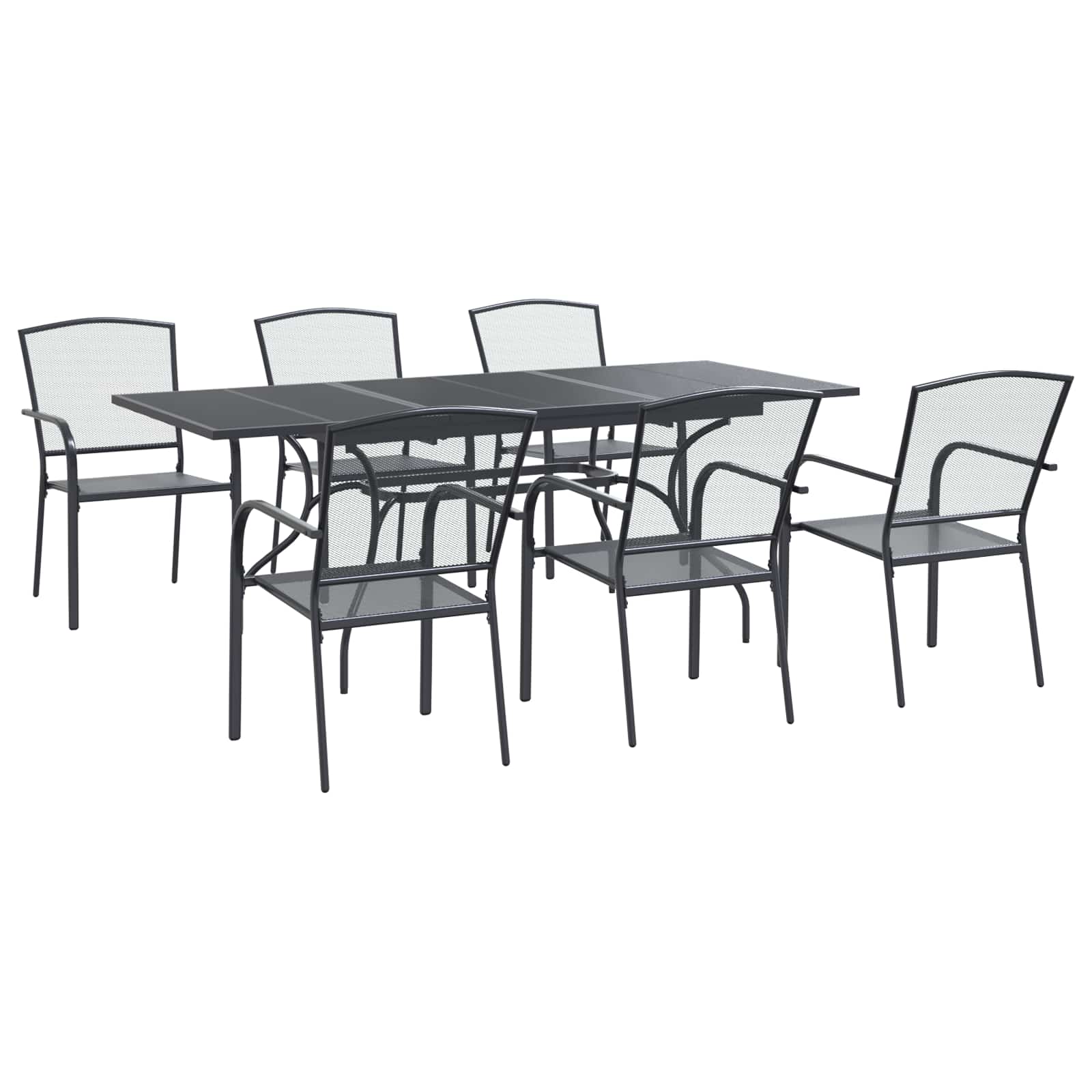 vidaXL Garten Essgruppe 7 pcs Anthrazit 212 x 90 x 76 cm