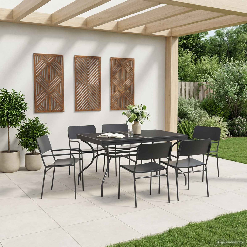 vidaXL Garten Essgruppe 7 pcs Anthrazit Stahl