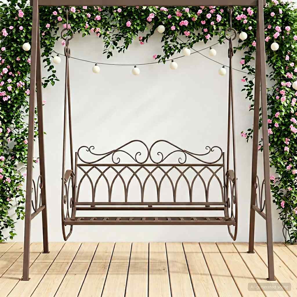 vidaXL Schaukelbank Stahl 112 x 60 x 126,5 cm Antikbraun