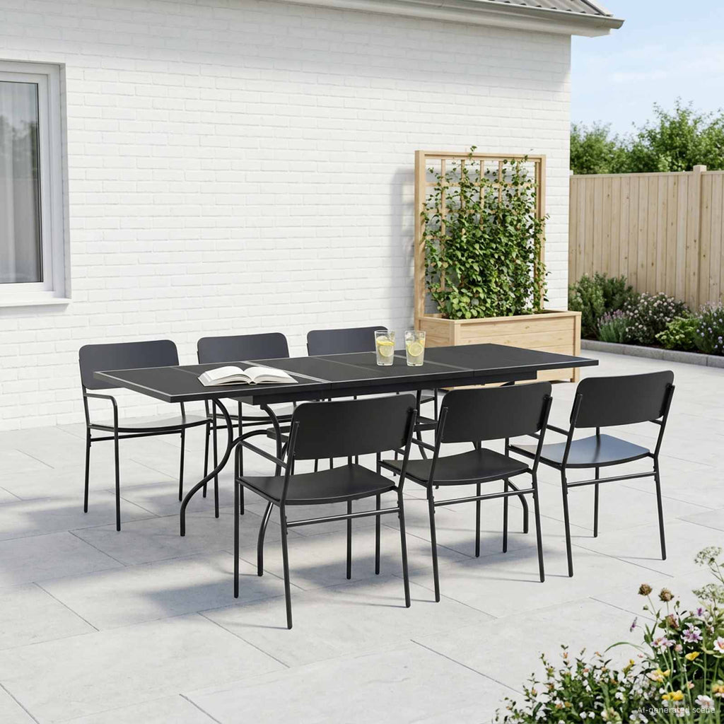 vidaXL Ausziehbarer Mesh Esstisch Anthrazit 212 x 90 x 76 cm Stahl