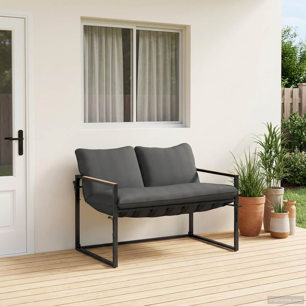 vidaXL Gartensofa-set Schwarz und Anthrazit Stahl