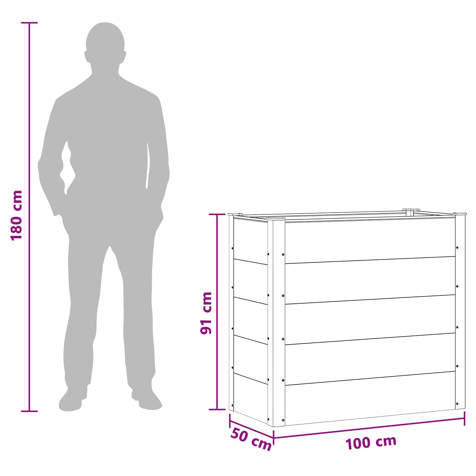 vidaXL Hochbeet Schwarz 100 x 50 x 91 cm