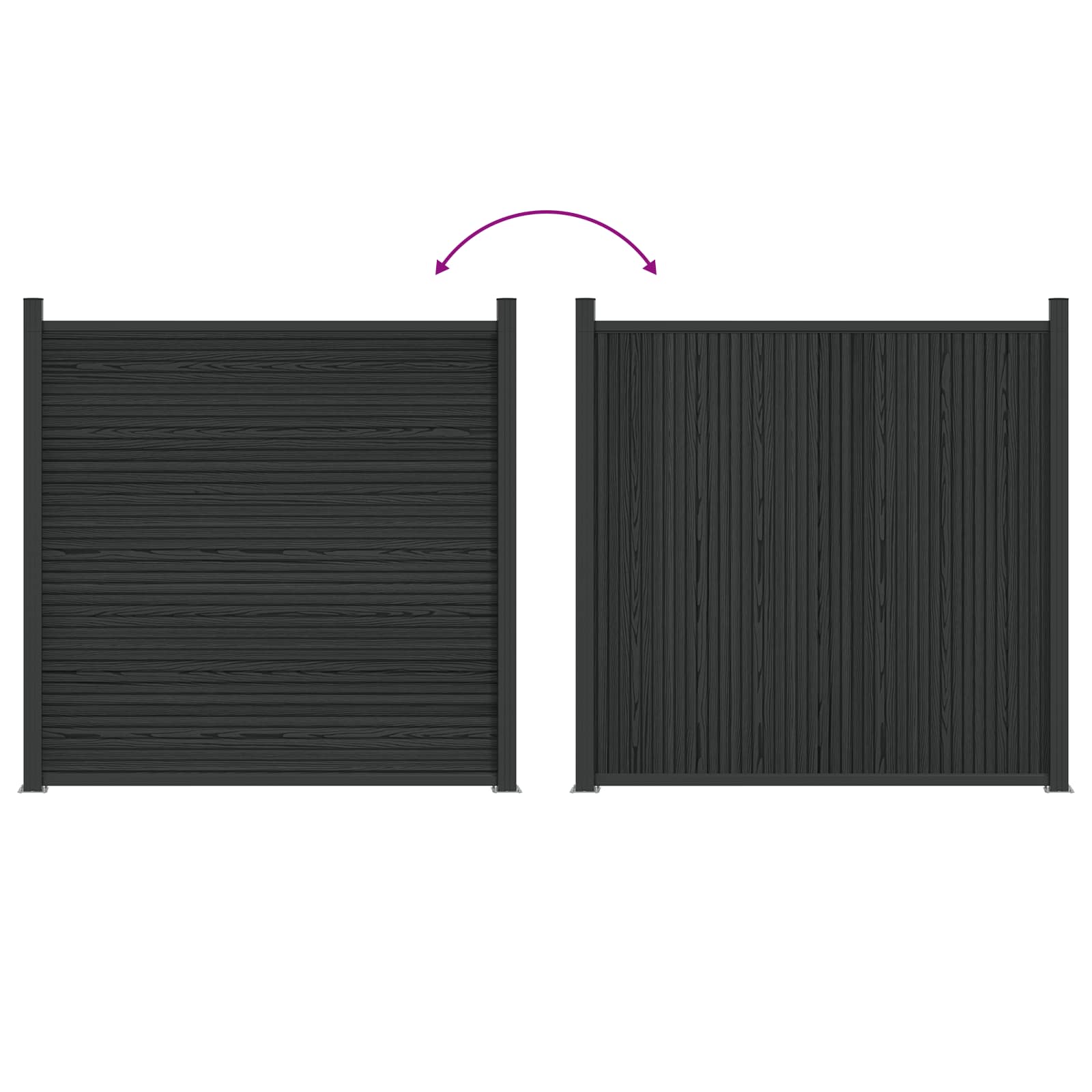 vidaXL Zaunelement WPC und Aluminium Schwarz