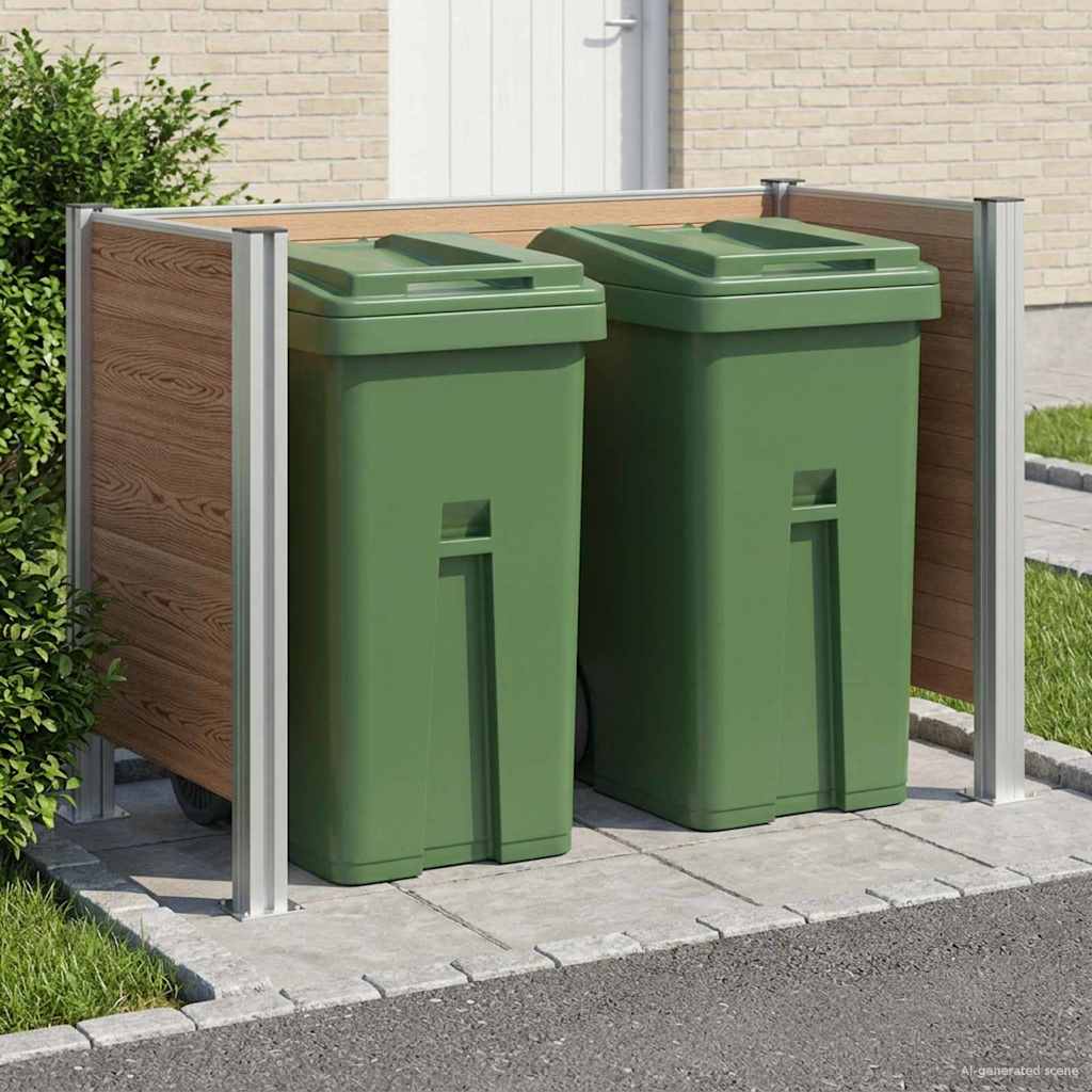 vidaXL Mülltonnenzaun Braun 161 x 85 x 115 cm Aluminium und WPC
