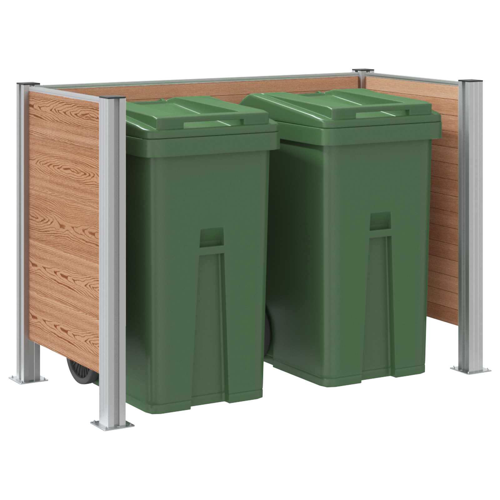 vidaXL Mülltonnenzaun Braun 161 x 85 x 115 cm Aluminium und WPC