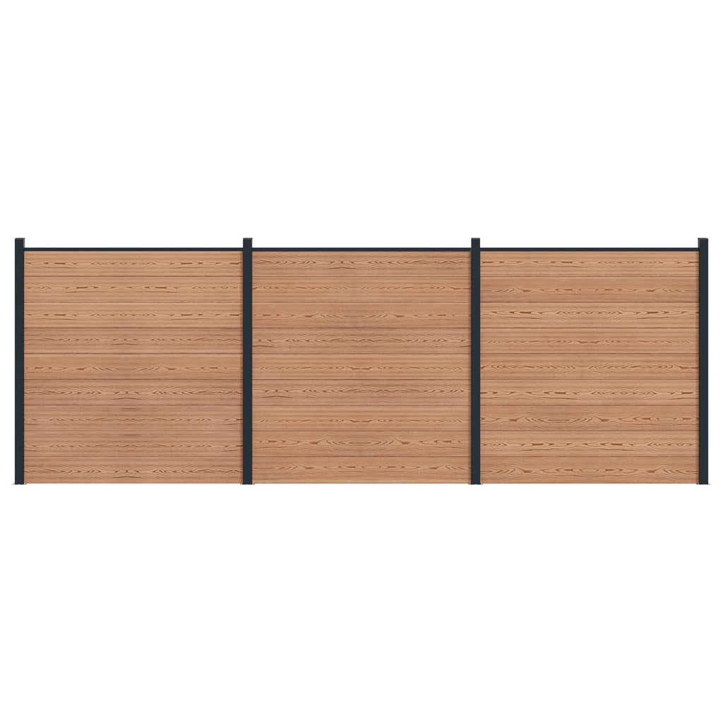 vidaXL Zaunelement 3 pcs WPC und Aluminium Braun