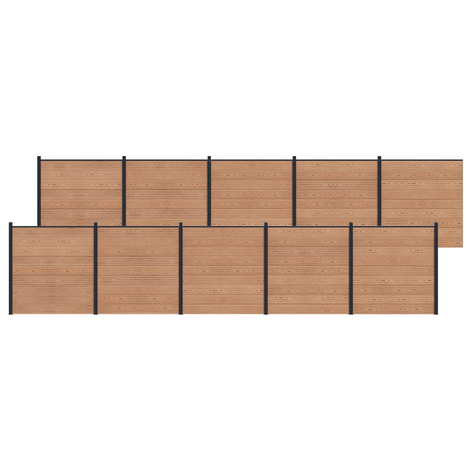 vidaXL Zaunelement 10 pcs WPC und Aluminium Braun