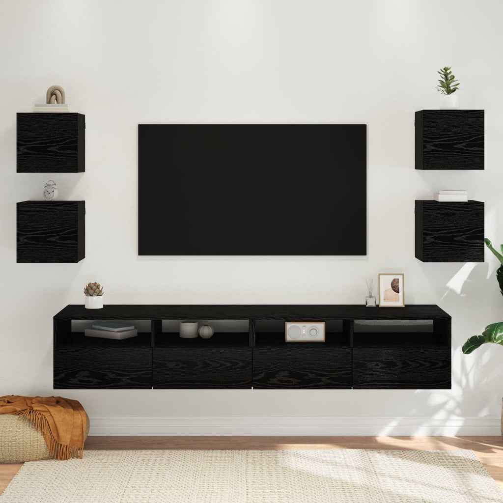 vidaXL Wandmontiertes TV-Regal 4 pcs Schwarze Eiche 30,5 x 30 x 30 cm