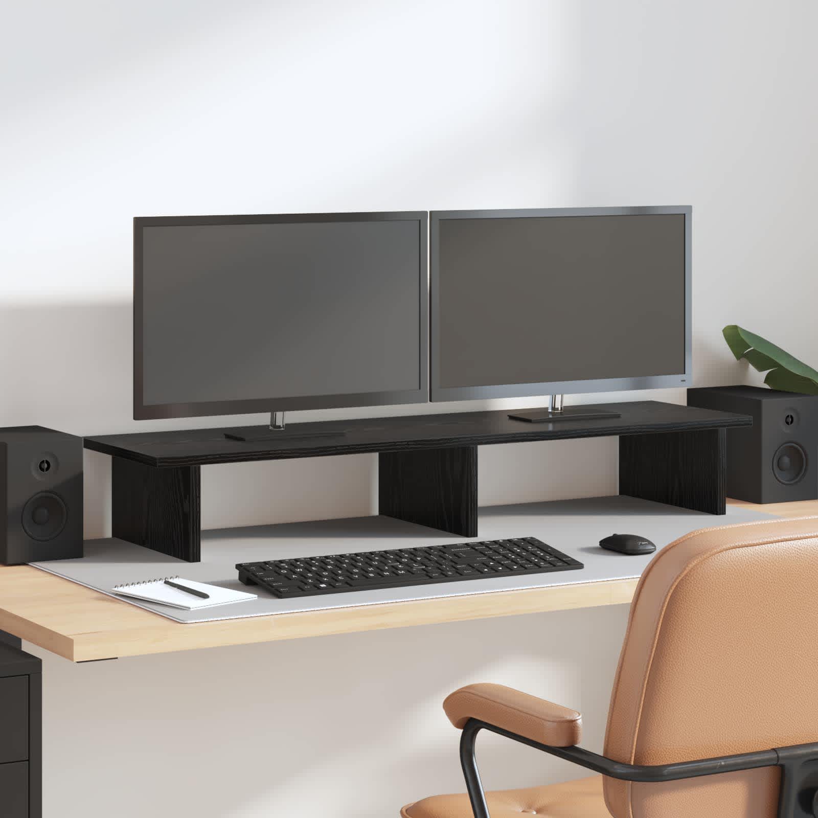 vidaXL Monitor Halterung Schwarze Eiche 100 x 27 x 15 cm Holzwerkstoff