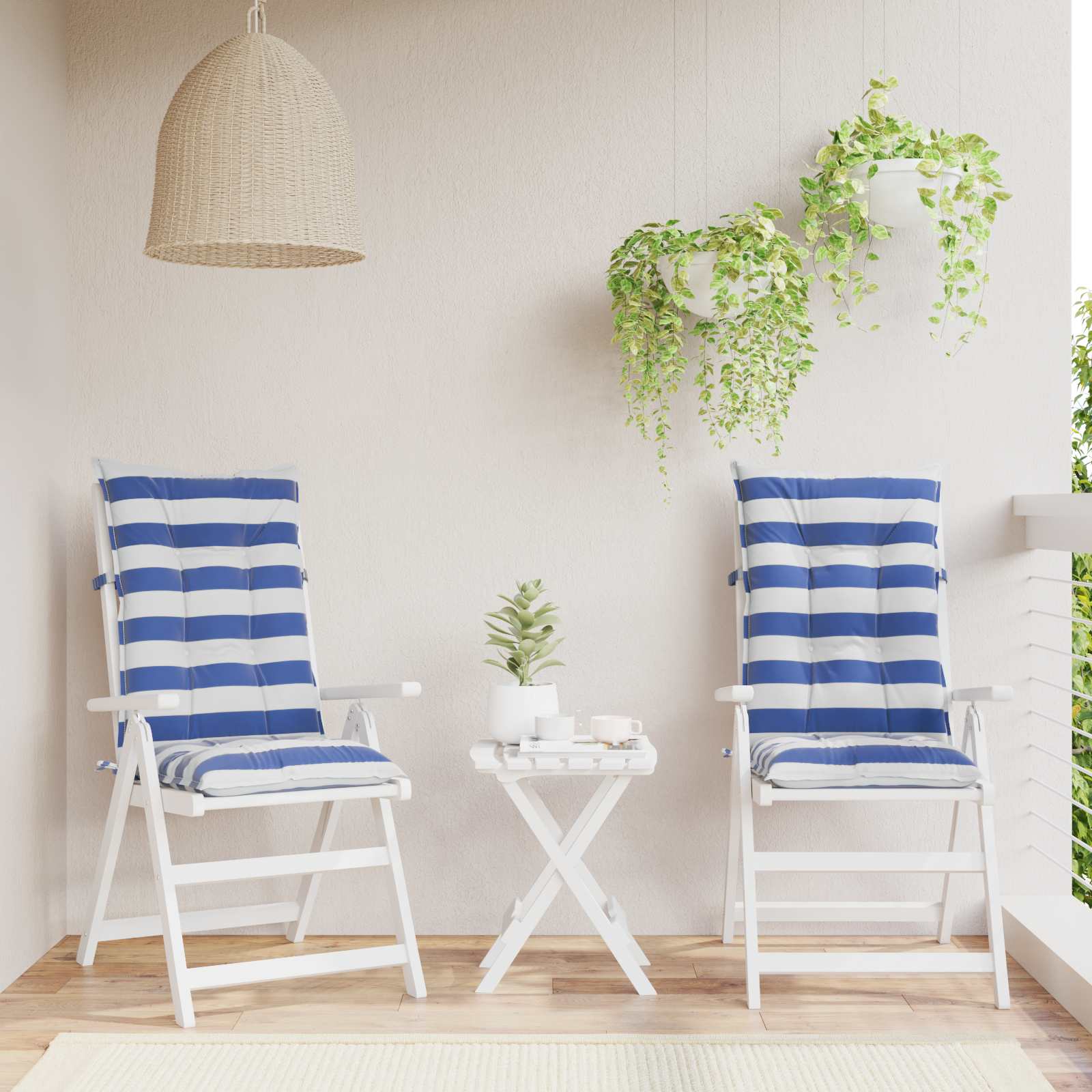 vidaXL Kissen für draußen 2 pcs Blau und Weiß 120 x 50 x 7 cm Stoff