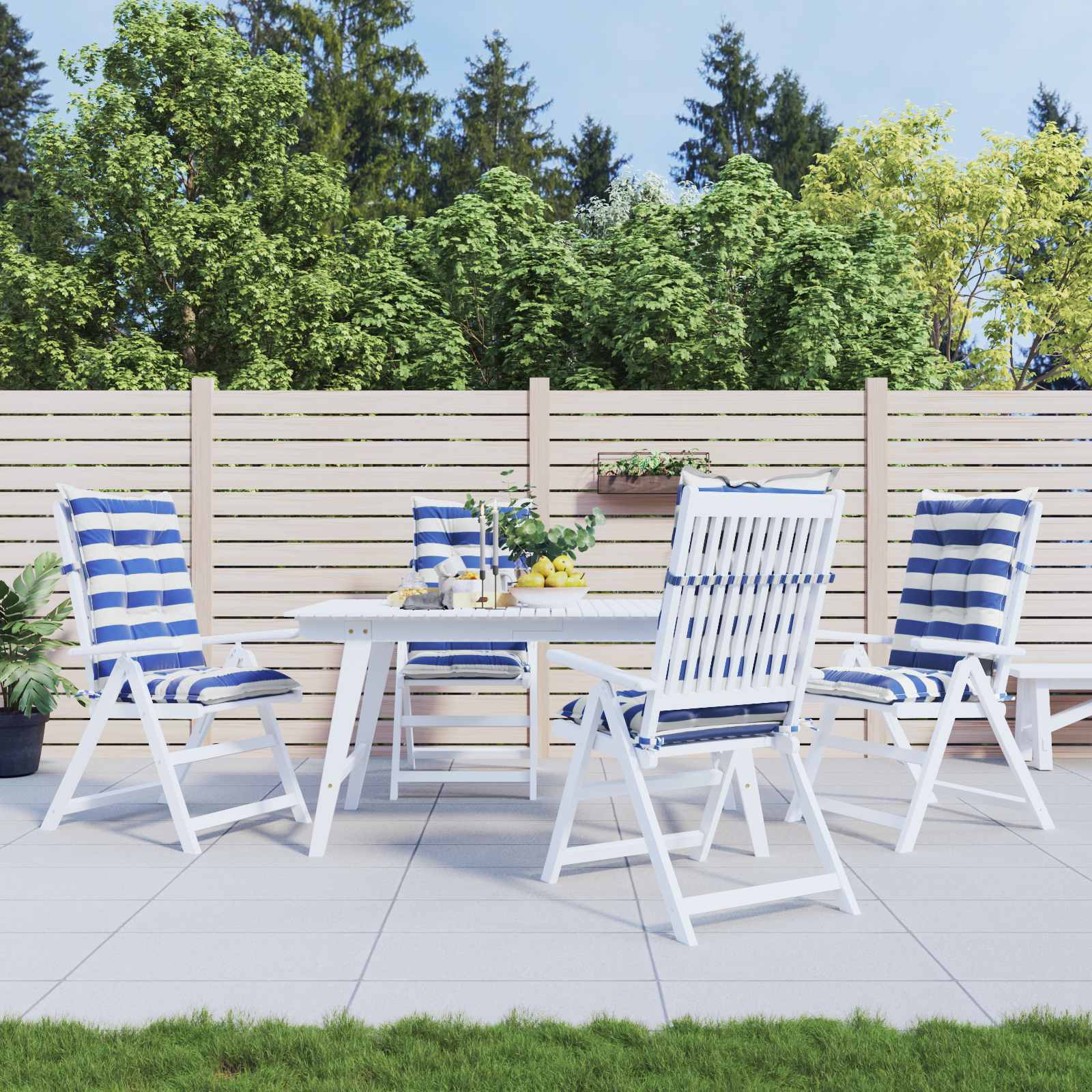vidaXL Kissen für draußen 4 pcs Blau und Weiß 120 x 50 x 7 cm Stoff