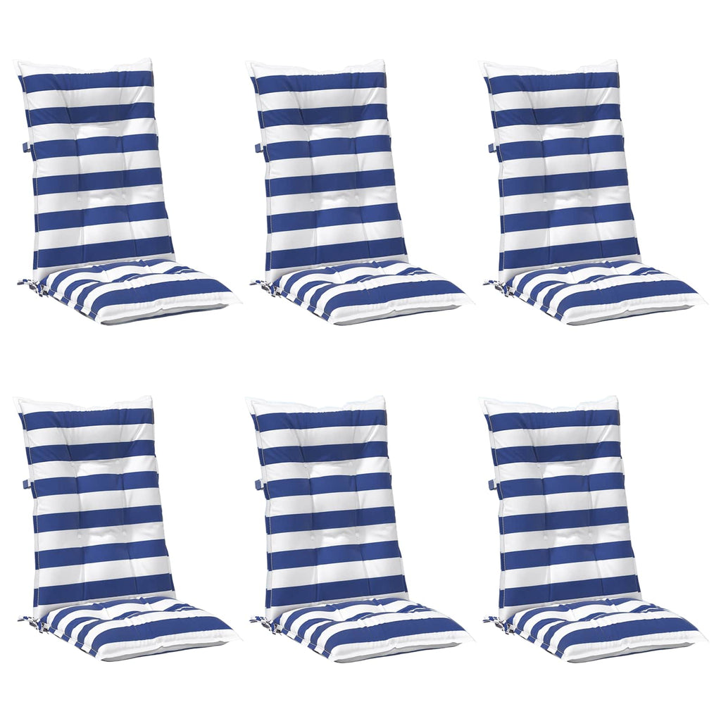 vidaXL Outdoor-Kissen 6 Stück Blau und Weiß 120 x 50 x 7 cm Stoff