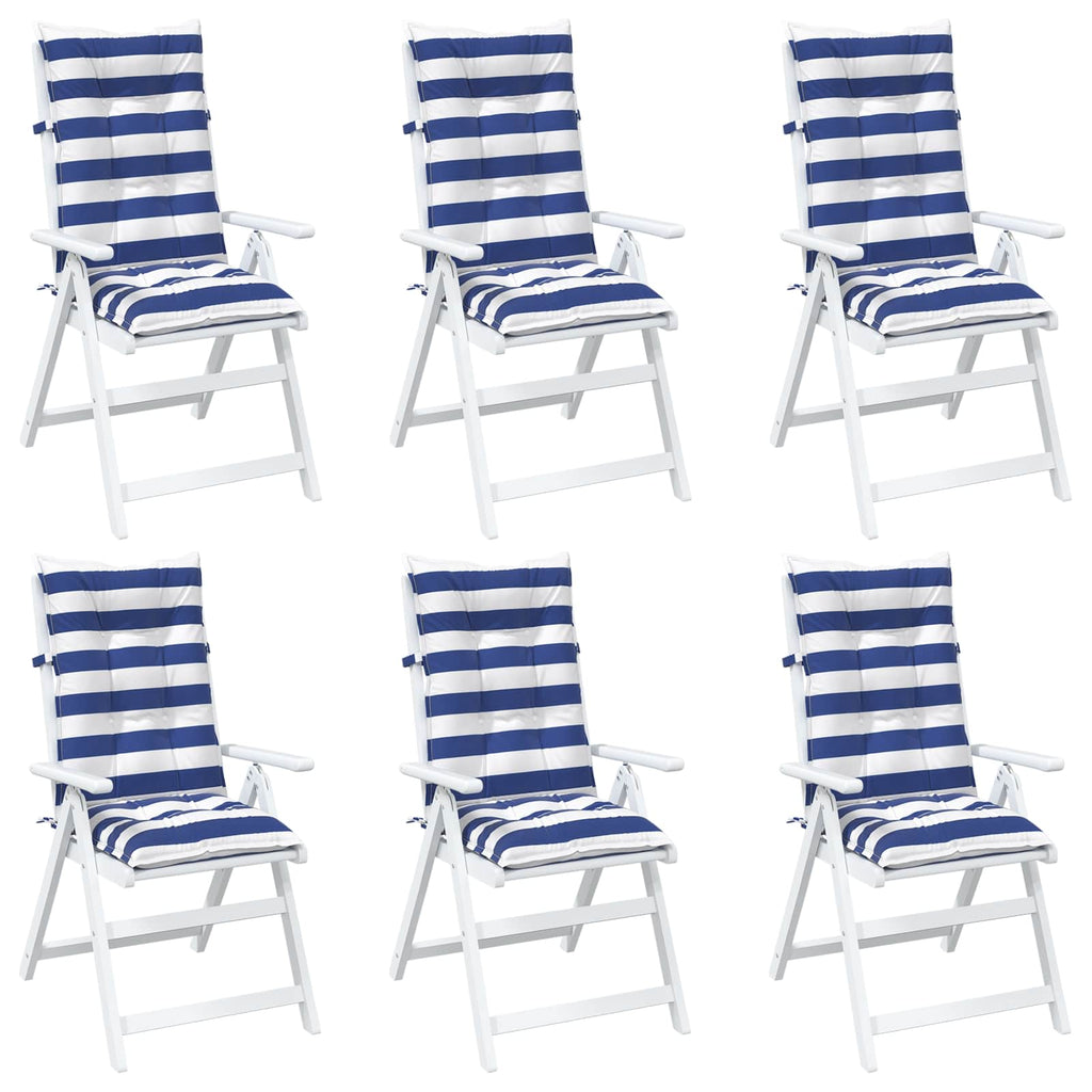 vidaXL Outdoor-Kissen 6 Stück Blau und Weiß 120 x 50 x 7 cm Stoff